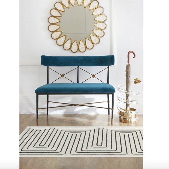 Jonathan Adler for Ruggable Flatwoven Labyrinth Black & Ivory Runner - Picture 2 of 6